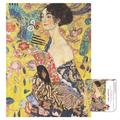 CGRLVDXW Lady with Fan 500 Piece Puzzles for Adults, 500 Piece Puzzles by Artist Gustav Klimt, 27" X 20" Fit Together Perfectly Art Jigsaw Puzzles