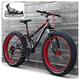 USMASK Dual-Suspension Mountain Bikes with Dual Disc Brake for Adults Men Women, All Terrain Anti-Slip Fat Tire Mountain Bicycle, High-Carbon Steel Mountain Trail Bike/Red/24 inch 21 Speed