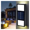 Outdoor Wall Lights 4Pcs Waterproof Solar Wall Light UP and Down Illuminate Outdoor Sunlight Lamp with 6 LED Lamp Beads IP65 Waterproof Exterior Decor for Home Garden Porch Door Patio ( Color : Warm L