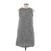 Ann Taylor LOFT Casual Dress - Shift High Neck Sleeveless: Gray Marled Dresses - Women's Size Medium Petite