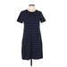 Old Navy Casual Dress - Shift Crew Neck Short sleeves: Blue Color Block Dresses - Women's Size Large