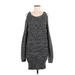 Almost Famous Casual Dress - Sweater Dress: Black Marled Dresses - New - Women's Size Medium