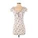 Casual Dress - Bodycon: Ivory Floral Dresses - Women's Size X-Small
