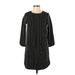 H&M Casual Dress - Mini Crew Neck 3/4 sleeves: Black Print Dresses - Women's Size 4