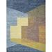 Blue/Brown 96 x 60 x 0.25 in Area Rug - Bokara Rug Co, Inc. Abstract Hand-Knotted Area Rug in Blue/Yellow/Brown | 96 H x 60 W x 0.25 D in | Wayfair