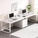 My Lux Decor 94.4 Inches L Shaped Computer Desk Office Corner Table w/ Storage Cabinet Desk Multi Display in White | Wayfair