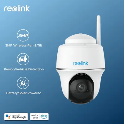 Reolink Argus PT 3MP WiFi caméra de sécurité 5MP extérieur solaire/alimenté par batterie caméra IP