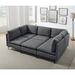 Gray/Brown Sectional - Wade Logan® Chelon 93.5" Wide Symmetrical Modular Corner Sectional w/ Ottoman Linen | 35 H x 93.5 W x 91 D in | Wayfair