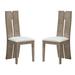 Millwood Pines Arta Side Chair Dining Chair Faux Leather/Wood/Upholstered in Brown/White | 39.76 H x 18.5 W x 17.12 D in | Wayfair