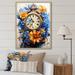 Bungalow Rose Boho Time Orange Flowers & Blue Feathers Framed On Canvas Print Canvas, Cotton in Blue/Orange | 20 H x 12 W x 1 D in | Wayfair