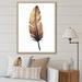 Bungalow Rose Brown Boho Feather On White Watercolor Framed On Canvas Print Metal in Blue/Orange | 32 H x 24 W x 1 D in | Wayfair