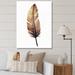 Bungalow Rose Brown Boho Feather On White Watercolor Framed On Canvas Print Metal in Blue/Orange | 32 H x 16 W x 1 D in | Wayfair