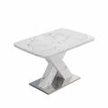 Ivy Bronx Hine Dining Table, Extendable Dining Table, Faux Marble Table Top, Extension Table Top Wood/Metal in White | Wayfair