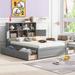 Latitude Run® Multifunctional Wooden Full Size Platform Bed w/ Storage Headboard, Charging Station & 4 Drawers Wood in Gray | Wayfair