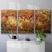 August Grove® Monet - 3 Piece Floater Frame Print on Canvas Metal in Orange/Yellow | 40 H x 78 W x 2 D in | Wayfair