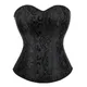 Corset Jacquard Overbust avec Fermeture Éclair Latérale Bustier Noir à la Taille Vêtement en