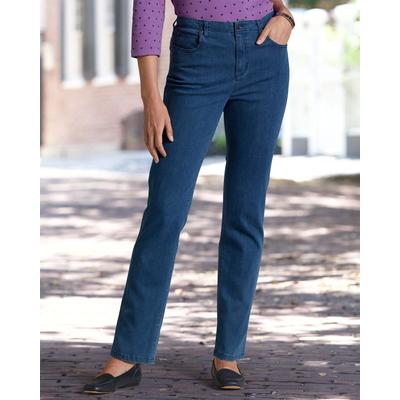 Appleseeds Women's DreamFlex Comfort-Waist Classic Straight Jeans - Denim - 14PS - Petite Short
