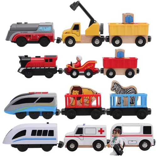 Neue Holz Track Elektrische Zug Magnetische Auto Spielzeug Fit Brio Zug Tracks Holz Zug Track Eisenbahn Spielzeug Für Kinder