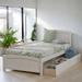 Twin size Space-saving Platform Bed with Two Storage Drawers, Wooden Bed with Headboard and Footboard for Bedroom, White