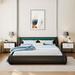 Queen Low Profile Platform Bed Sleigh-Shaped Design Storage Bed with Hydraulic Storage System and LED Headboard - Black