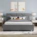 4 Drawers Storage Bed with Brick Pattern Headboard, Slat Support Linen Upholstered Bed Frame Queen Platform Bed - Grey