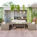 Beige 4-Piece Outdoor Patio Conversation Set Wicker Sofa Set&Cushions