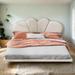 Floating Bed with Support Legs, Wooden Bed with LED, Full Size Upholstery Bed with PU Leather Headboard, Beige