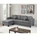 L-Shape Convertible Sectional Sofa Linen Fabric Couches w/Lounge Chaise, Modern 4 Seat Sofa Bed w/Pillows & 2 Cup Holder, Gray