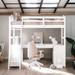 Wooden Kids Furniture Twin size Loft Bed with Drawers Cabinet Shelves and Desk Kids Bed with Ladder, White