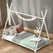 Sturdy Metal House Twin Size Platform Bed with Triangle and Support Legs