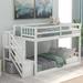 Twin Over Twin Floor Bunk Bedfor for Kids w/ Storage Ladder, Detachable to Loftbed & Floor Bedframe, Built-in Solid Slat Support