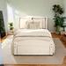 Twin Size Platform Bed with Storage Drawer, Solid Wood Bed with Wood Slat Support, Headboard and Footboard, White