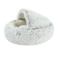 Matoen Cat Bed Round Soft Plush Burrowing Cave Hooded Cat Bed Donut for Dogs & Cats Faux Fur Cuddler Comfortable Self Warming Pet Bed Washable