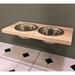 Floating Wood Height-Flexible Wall Mount Dog/Cat/Pet Food & Water Bowl Holder/Feeder With 2 S.S. Dishwasher-Safe Bowls (~ 2 Quart / 64 Oz / 1890 Ml) For Large Pets. 2-Screw Installation.