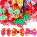 50 Pcs Bow Tie Bows for Hair Pet Grooming Accessories Christmas Dog Bows Pet Hair Bow Dog Bows with Band