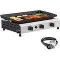 SKOK 2/3/4 Burner Gas Griddle-Outdoor Propane Griddle-BTU Propane Fuelled Portable Flat Top Gas Grill Camping Griddle Station with Side Shelves for Kitchen