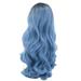 Beauty Clearance Under $15 Women S Micro Curly Long Hair Black Bule Gradient Inner Buckle Wig Multicolor