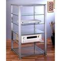 VTI Manufacturing 4 Silver Poles 6 Clear Glass Shelves AV Stand - Silver