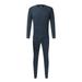 Outfmvch Thermal Underwear For Men Thermal Underwear For Women Mens Simple Solid Color Thick Thermal Underwear Set Leggings Bottoming Shirt Mens Thermals Top And Bottom Set Navy Xxl