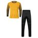 YEAHDOR Boys Padded Goalie Shirt Youth Juniors Long Sleeve Football Player Uniform Goalkeeper Jersey Sweatpants Set Yellow 11-12