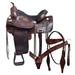 79HS 15 Inch HILASON Western Horse Genuine Leather Floral Design American Treeless Trail Saddle Antique Dark Brown