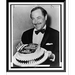 Historic Framed Print Tennessee Williams with birthday cake for the 20th anniversary of The Glass Menagerie opening.World Telegram & Sun photo by O. Fernandez. 17-7/8 x 21-7/8