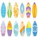 60 Pieces Surfboards Tropical Beach Decorations Hawaii Cutouts Paper Surfboard Sign for Summer Bulletin Board Classroom School Surf Party