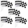 Racing Signal Flag 25pcs Sports Events Flags Checkered Race Flags Polyester Flags Match Party Waving Flags with Sticks