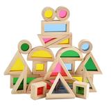 24Pcs Kaleidoscopic Blocks Stackable Wooden Blocks Kids Early Educational Toy