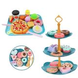 CNKOO 30Pcs Delicious Sweet Treats Ice Cream and Desserts Tower Playset for Kids Kids Kitchen Accessories Set for Toddlers Boys and Girls