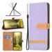 Mantto Wallet Case For Galaxy A22 5G Premium Denim Leather Flip Case [RFID Blocking] Card Holder Kickstand Magnetic Wrist Strap Case TPU inner Shell For Samsung Galaxy A22 5G Purple