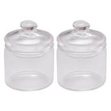 2 Pcs Miniature Jar Home Decor Glass Jar with Lid Glass Jar Ornament Glass Storage Jars Doll House Ornaments