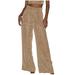 Posijego Women s Velvet Wide Leg Pants Baggy High Waist Solid Color Vintage Palazzo Long Pants with Pockets