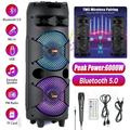 Dolift 6000W Peak Power Bluetooth Speakers Portable Wireless Speaker with Double 8 inch Subwoofer Heavy Bass FM Radio Microphone Lights Remote Control TWS Stereo Sound System Speaker